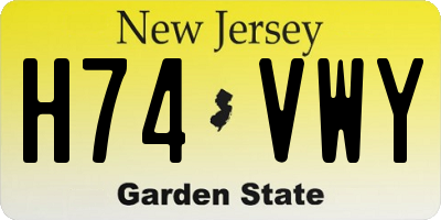 NJ license plate H74VWY