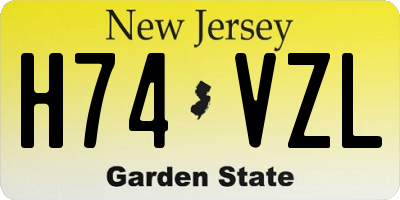 NJ license plate H74VZL