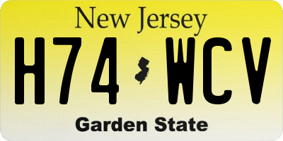 NJ license plate H74WCV