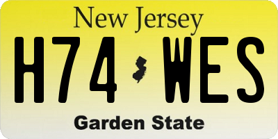 NJ license plate H74WES