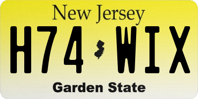 NJ license plate H74WIX