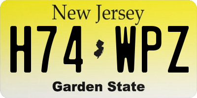 NJ license plate H74WPZ