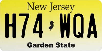 NJ license plate H74WQA