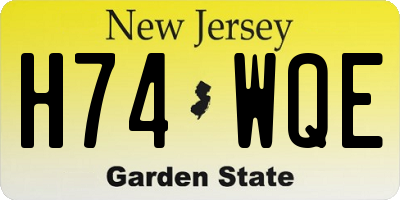 NJ license plate H74WQE