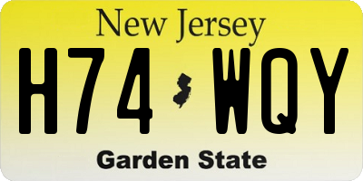 NJ license plate H74WQY