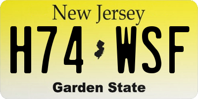 NJ license plate H74WSF