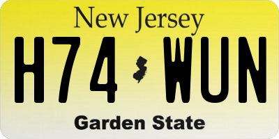 NJ license plate H74WUN