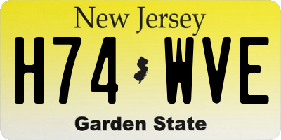 NJ license plate H74WVE