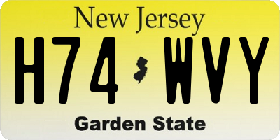 NJ license plate H74WVY