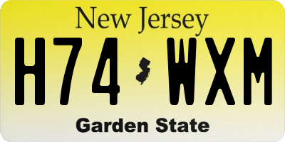 NJ license plate H74WXM