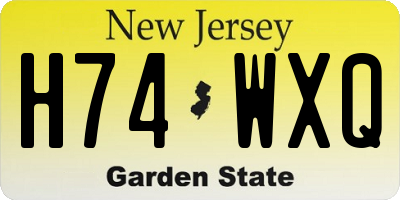 NJ license plate H74WXQ