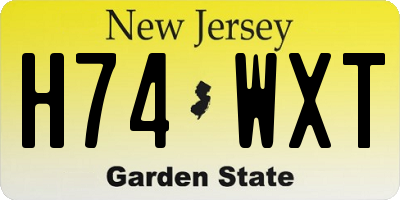 NJ license plate H74WXT