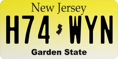 NJ license plate H74WYN