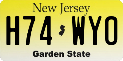 NJ license plate H74WYO