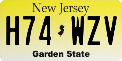 NJ license plate H74WZV