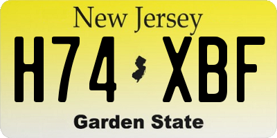 NJ license plate H74XBF