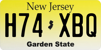 NJ license plate H74XBQ