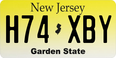 NJ license plate H74XBY