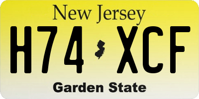 NJ license plate H74XCF