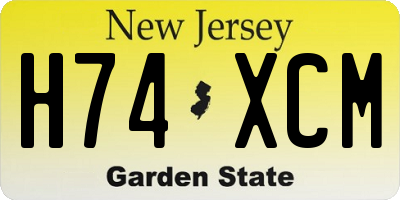 NJ license plate H74XCM
