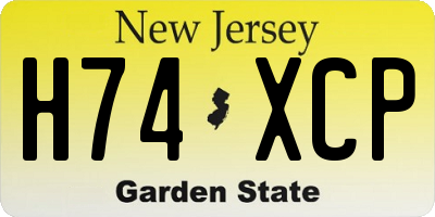 NJ license plate H74XCP