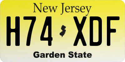 NJ license plate H74XDF