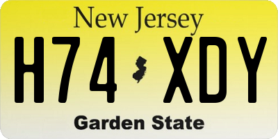 NJ license plate H74XDY