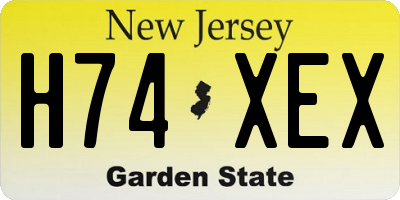 NJ license plate H74XEX