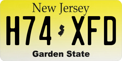 NJ license plate H74XFD