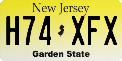 NJ license plate H74XFX