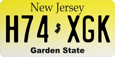 NJ license plate H74XGK