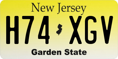 NJ license plate H74XGV