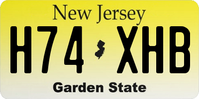 NJ license plate H74XHB
