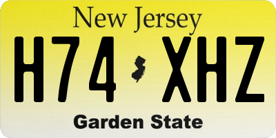 NJ license plate H74XHZ