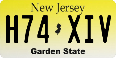 NJ license plate H74XIV