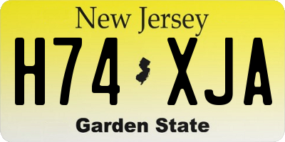 NJ license plate H74XJA