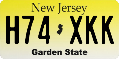 NJ license plate H74XKK