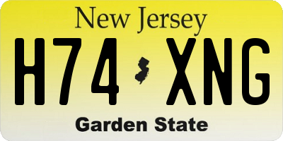 NJ license plate H74XNG