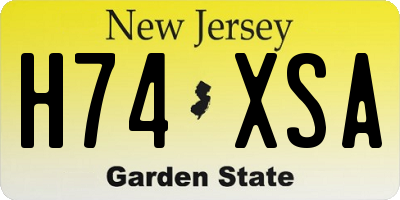 NJ license plate H74XSA