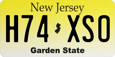 NJ license plate H74XSO