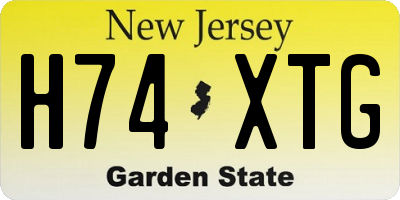 NJ license plate H74XTG