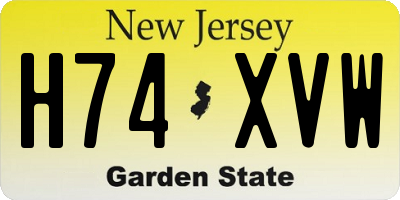 NJ license plate H74XVW