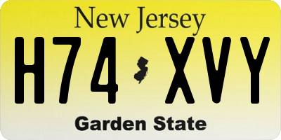 NJ license plate H74XVY
