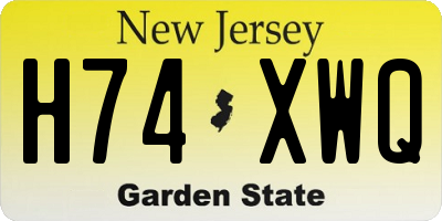 NJ license plate H74XWQ