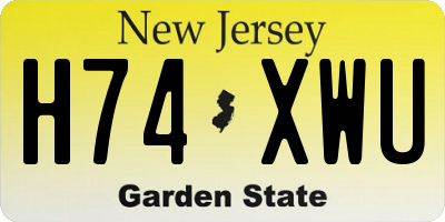 NJ license plate H74XWU