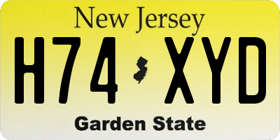 NJ license plate H74XYD