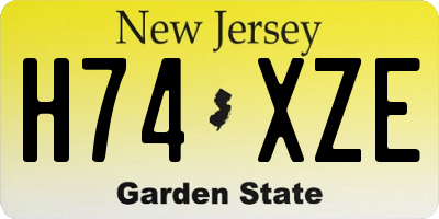 NJ license plate H74XZE