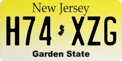 NJ license plate H74XZG