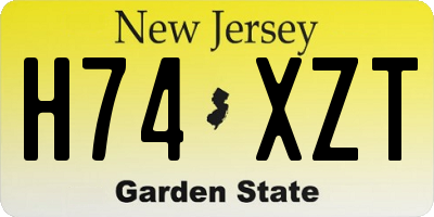 NJ license plate H74XZT