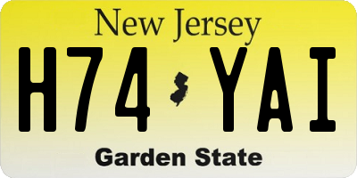 NJ license plate H74YAI